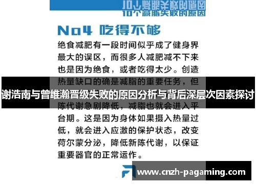 谢浩南与曾维瀚晋级失败的原因分析与背后深层次因素探讨